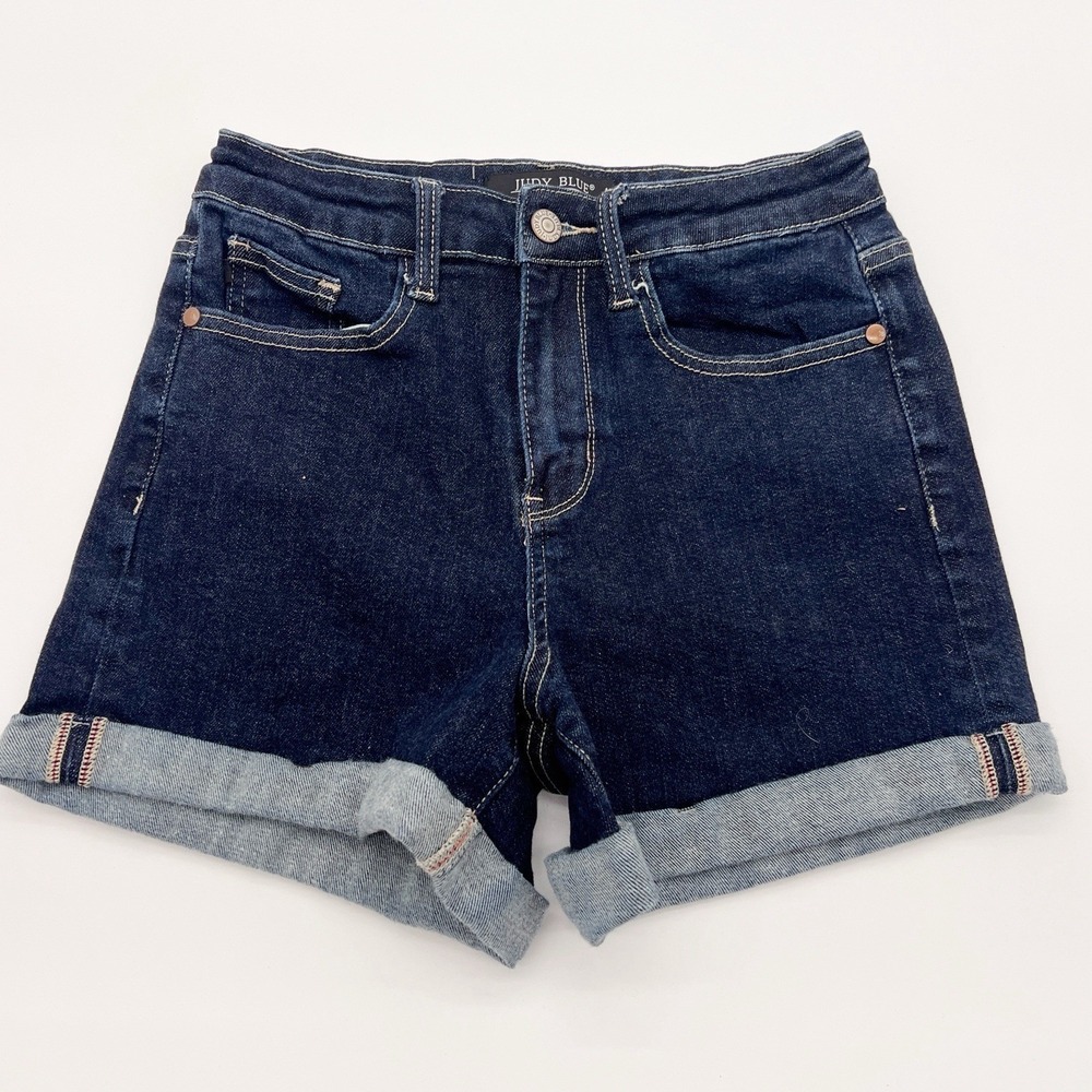 Judy Blue Women's Small Cuffed Stretch Dark Wash Denim Jean‎ Shorts